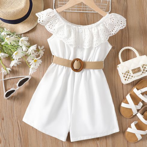 Kid Girl Schiffy Ruffled Off-Shoulder Belted Romper