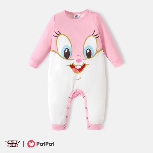 Looney Tunes Baby Boy/Girl Long-sleeve Cartoon Print Jumpsuit Pink big image 1