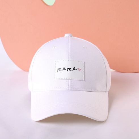 2-pack Solid Letter Label Baseball Cap for Mom and Me White big image 3