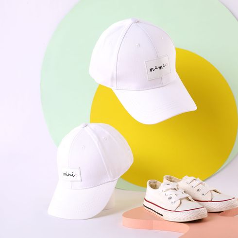 2-pack Solid Letter Label Baseball Cap for Mom and Me White big image 1
