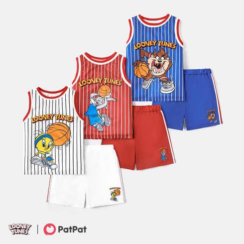 Looney Tunes Toddler/Kid Boy 2pcs Basketball & Character Print Tank Top and Shorts Set Red big image 2