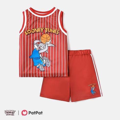 Looney Tunes Toddler/Kid Boy 2pcs Basketball & Character Print Tank Top and Shorts Set Red big image 1