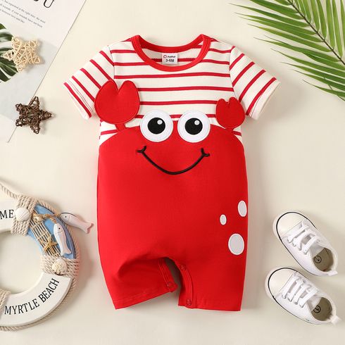 Baby Girl/Boy Cotton Faux-two Striped Short-sleeve Romper