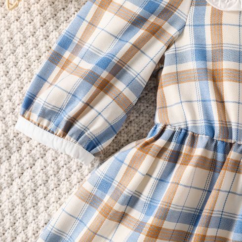 Toddler Girl Peter Pan Collar Long-sleeve Plaid Dress PLAID big image 4