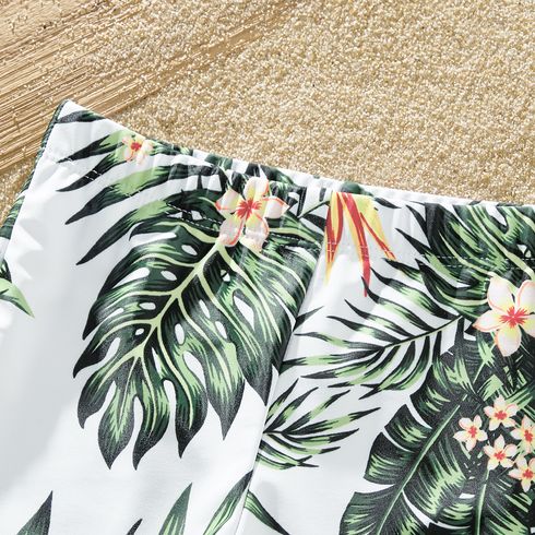 One Piece Plant Printed Family Matching Swimsuit White big image 9