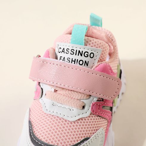 Toddler/Kid Breathable Texture Velcro Letters Print Wear-resistant Lightweight Sport Shoes Pink big image 5