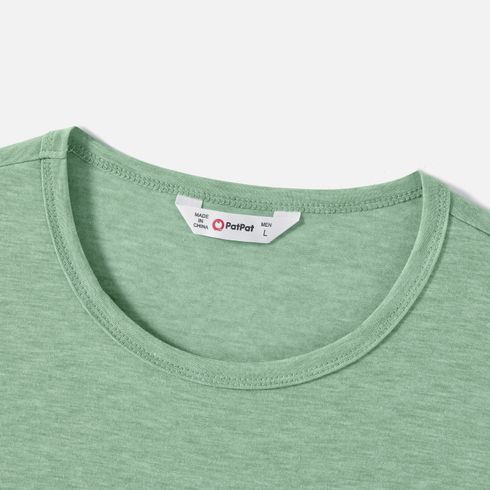 Family Matching Green Halter Neck Sleeveless Drawstring Dresses and Striped Splicing Short-sleeve T-shirts Sets Green big image 28