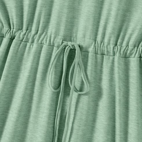 Family Matching Green Halter Neck Sleeveless Drawstring Dresses and Striped Splicing Short-sleeve T-shirts Sets Green big image 23