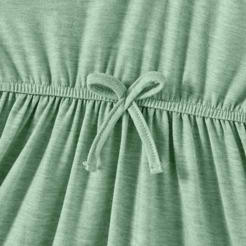 Family Matching Green Halter Neck Sleeveless Drawstring Dresses and Striped Splicing Short-sleeve T-shirts Sets Green big image 20
