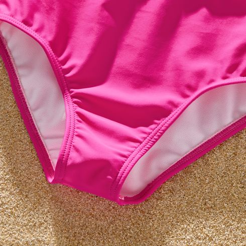 Family Matching Colorblock Spliced One-piece Swimsuit or Letter Print Swim Trunks Shorts PINK-1 big image 8