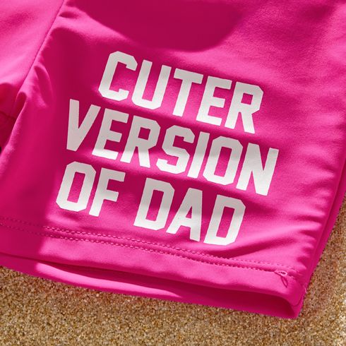 Family Matching Colorblock Spliced One-piece Swimsuit or Letter Print Swim Trunks Shorts PINK-1 big image 5