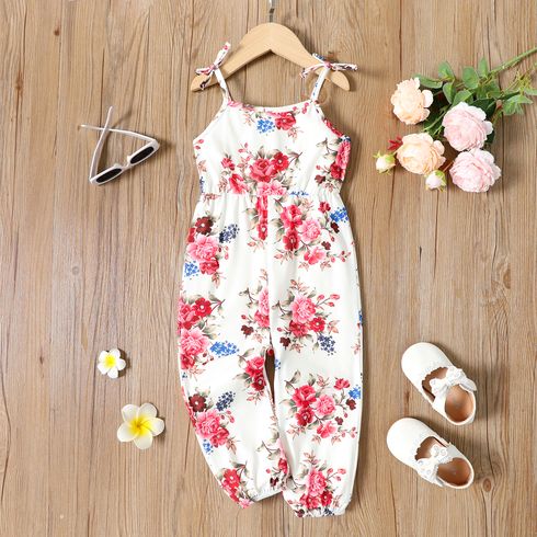 Toddler Girl Allover Floral Print Slip Jumpsuit