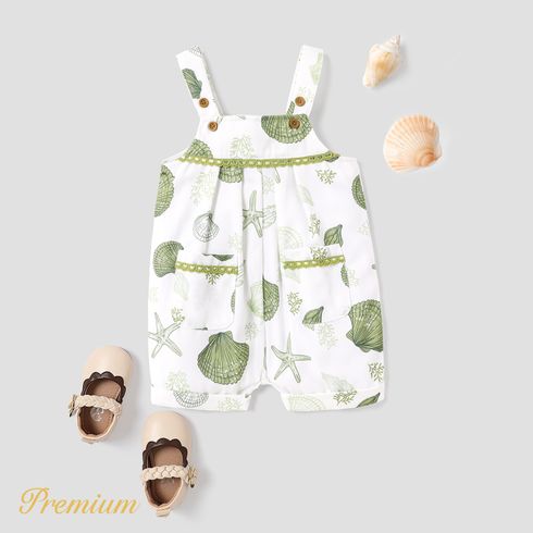 Baby Girl Allover Print Overalls Shorts