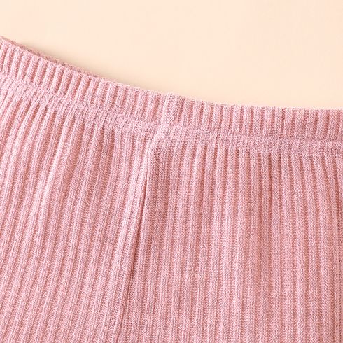 2pcs Toddler Girl Solid Ribbed Camisole and Shorts Set Pink big image 6