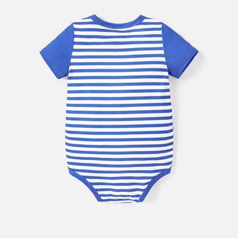 Disney Baby Boy/Girl Spliced Short-sleeve Graphic Striped Naia™ Romper Blue big image 6