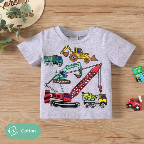 Baby Boy 100% Cotton Vehicle Print Short-sleeve Tee