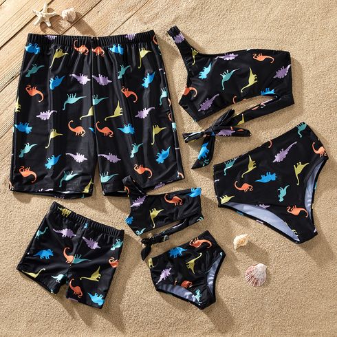 Family Matching Allover Dinosaur Print Knot Side Two-piece Swimsuit or Swim Trunks Shorts