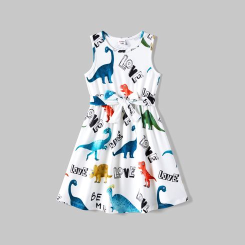 Family Matching Dinosaur Print Tank Dresses and Short-sleeve T-shirts Sets Turquoise big image 11