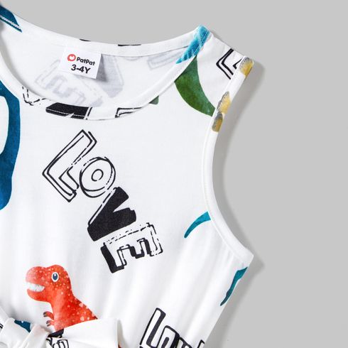 Family Matching Dinosaur Print Tank Dresses and Short-sleeve T-shirts Sets Turquoise big image 12