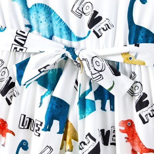 Family Matching Dinosaur Print Tank Dresses and Short-sleeve T-shirts Sets Turquoise big image 16