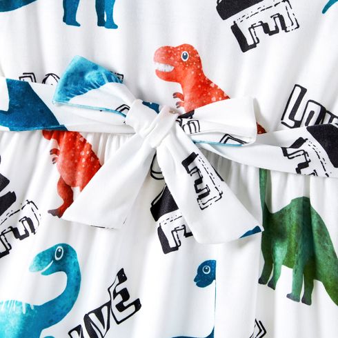 Family Matching Dinosaur Print Tank Dresses and Short-sleeve T-shirts Sets Turquoise big image 13