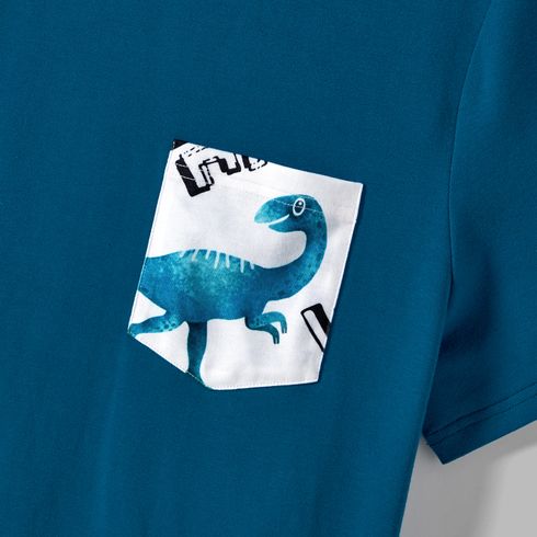 Family Matching Dinosaur Print Tank Dresses and Short-sleeve T-shirts Sets Turquoise big image 20