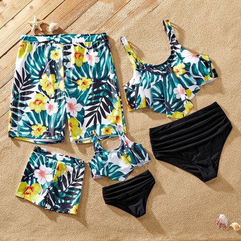 Family Matching Allover Floral Print Two-piece Swimsuit or Swim Trunks