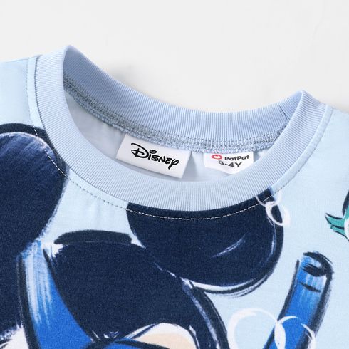Disney Baby/Toddler Girl/Boy 2pcs Naia™ Character Print Short-sleeve Tee and Shorts Set Light Blue big image 5