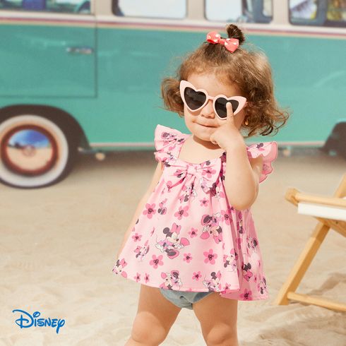 Disney Baby Girl 2pcs Allover Floral Print Tank Top and 100% Cotton Shorts Set