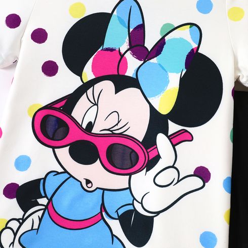 Disney Toddler/Kid Girl/Boy 2pcs Naia™ Character & Polka Dots Print Tee and Letter Print Leggings Set Multi-color big image 3