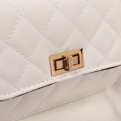 Women/Kid Rhombus Solid Chain Small Square Bag White big image 6