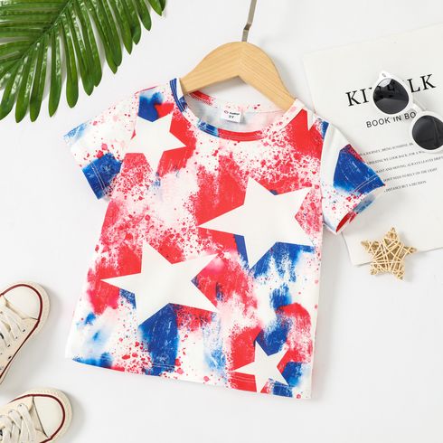 Independence Day Toddler Girl Stars Pattern Short-sleeve Tee