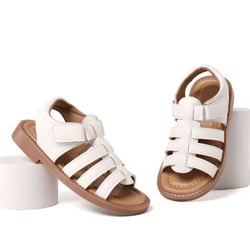 Toddler / Kid Solid Velcro Gladiator Sandals White big image 17