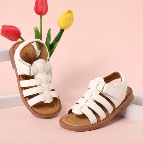 Toddler / Kid Solid Velcro Gladiator Sandals White big image 19