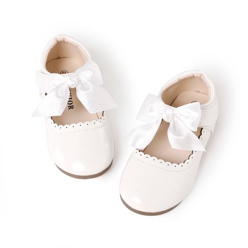 Toddler / Kid Wavy Edge Bow Ribbon Decor White Princess Shoes White big image 19