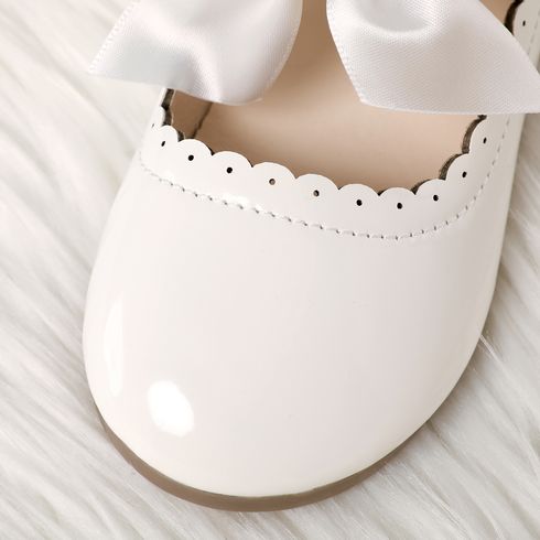 Toddler / Kid Wavy Edge Bow Ribbon Decor White Princess Shoes White big image 17