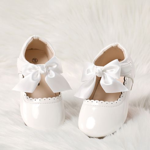 Toddler / Kid Wavy Edge Bow Ribbon Decor White Princess Shoes White big image 16