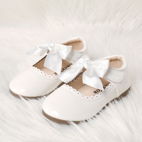 Toddler / Kid Wavy Edge Bow Ribbon Decor White Princess Shoes White big image 9