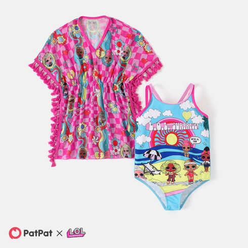 L.O.L. SURPRISE! Kid Girl 2pcs One Piece Swimsuit & Cover Up Set