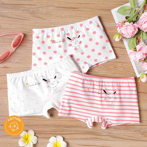 3-pack Kid Girl Rabbit Print Cotton Boxer Briefs Underwear