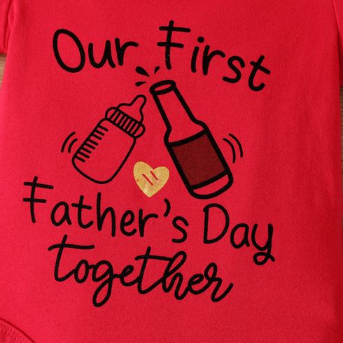 Father's Day Baby Girl/Boy Letter Print Short-sleeve Bodysuit Red big image 5