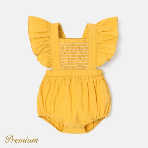 Baby Girl 100% Cotton Smocked Ruffled Bodysuit