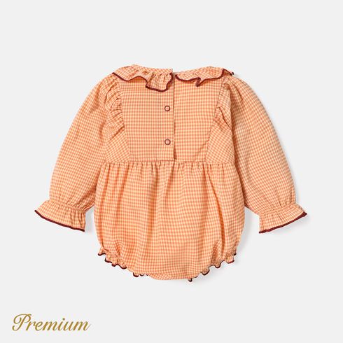 <Sweet Orange Dream> Baby Girl Embroidered Gingham Pattern Series Orange- big image 2