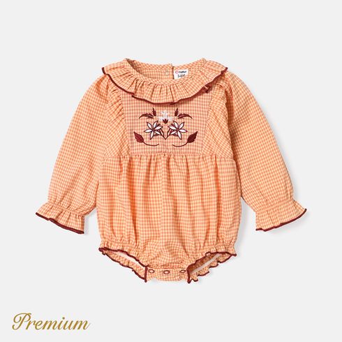 <Sweet Orange Dream> Baby Girl Embroidered Gingham Pattern Series Orange- big image 1