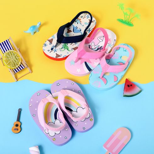 Toddler/Kid Unicorn Rainbow Print Flip-flops Slippers