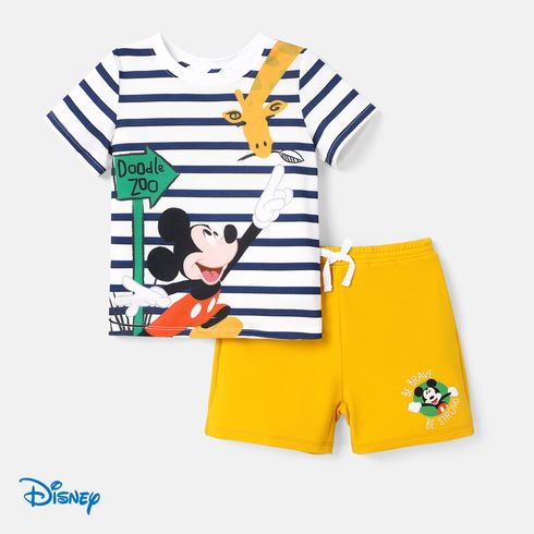 Disney Toddler Girl/Boy 2pcs Naia™ Character & Stripe Print Short-sleeve Tee and Solid Shorts Set