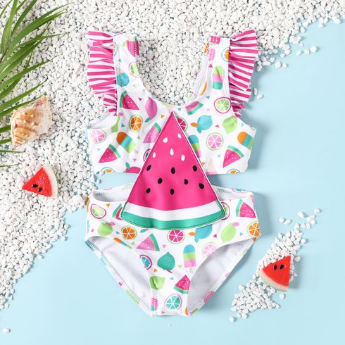 Toddler Girl Watermelon Design One Piece Swimsuit