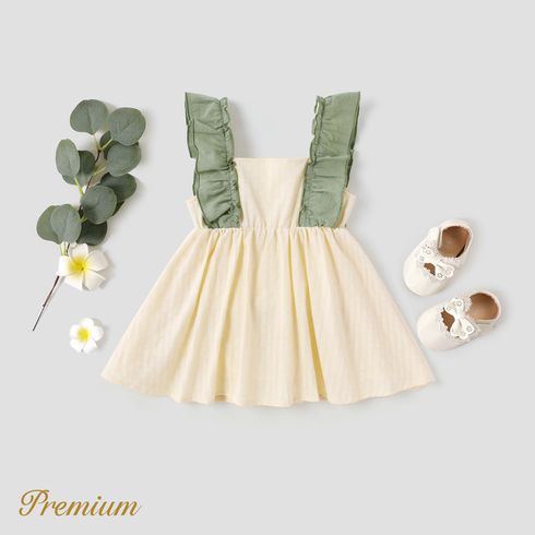 <Romance of the Forest> Baby Girl 100% Cotton Ruffle Trim Bow Front Sleeveless Dress Green big image 2