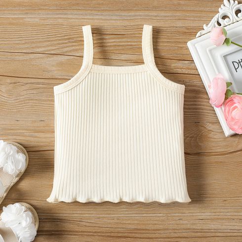 Baby Girl 95% Cotton Ribbed Solid Cami Top Apricot big image 2