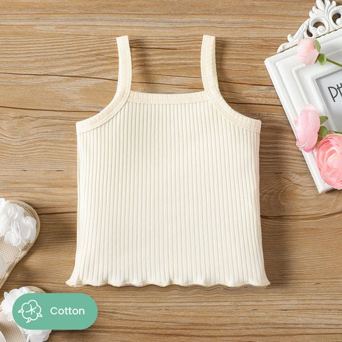 Baby Girl 95% Cotton Ribbed Solid Cami Top Apricot big image 1